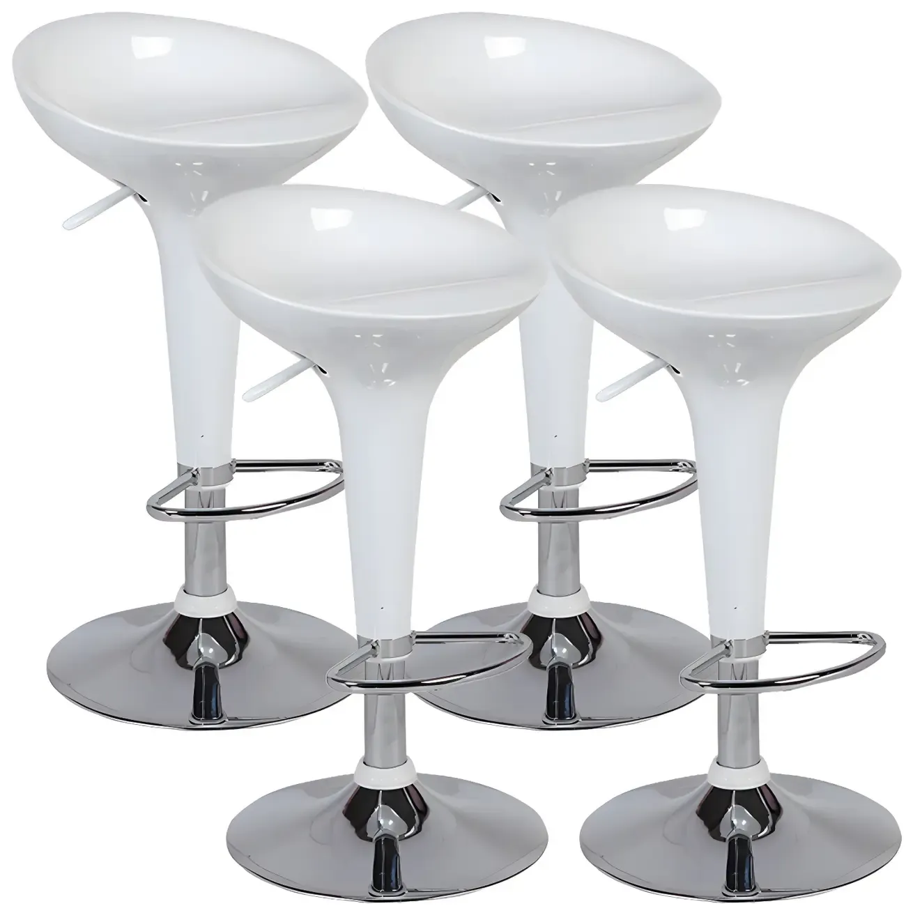 Adjustable Swivel Bar Stools Chrome Kitchen Island Image - 12