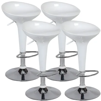 Adjustable Swivel Bar Stools Chrome Kitchen Island Image - 12