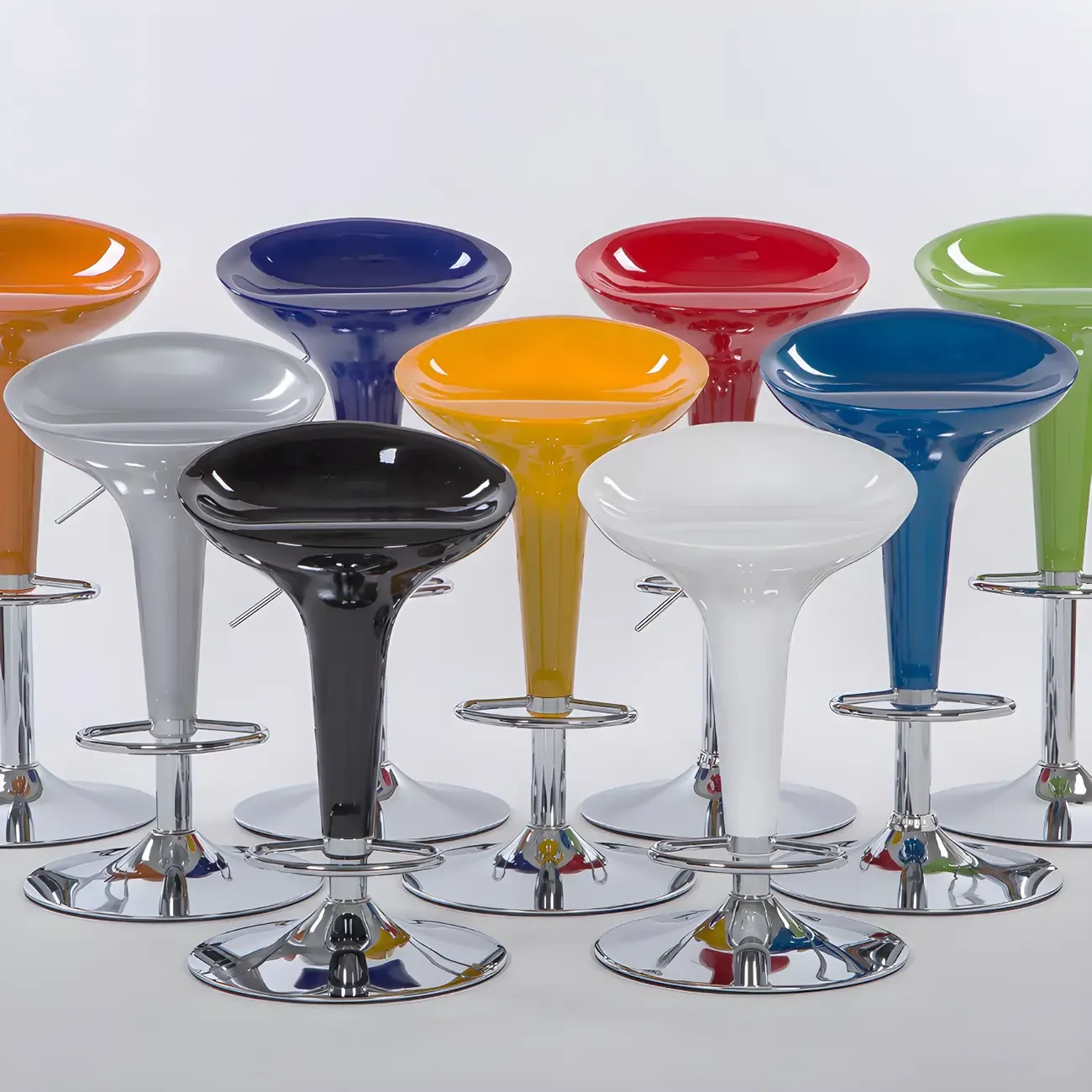 Adjustable Swivel Bar Stools Chrome Kitchen Island Image - 3