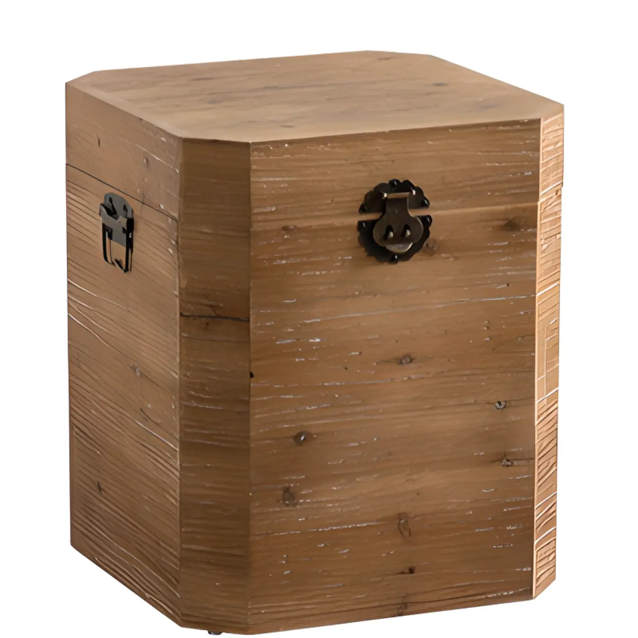 Natural Finish Square Rustic Wood End Table for Decor Image - 12 | homeyfad