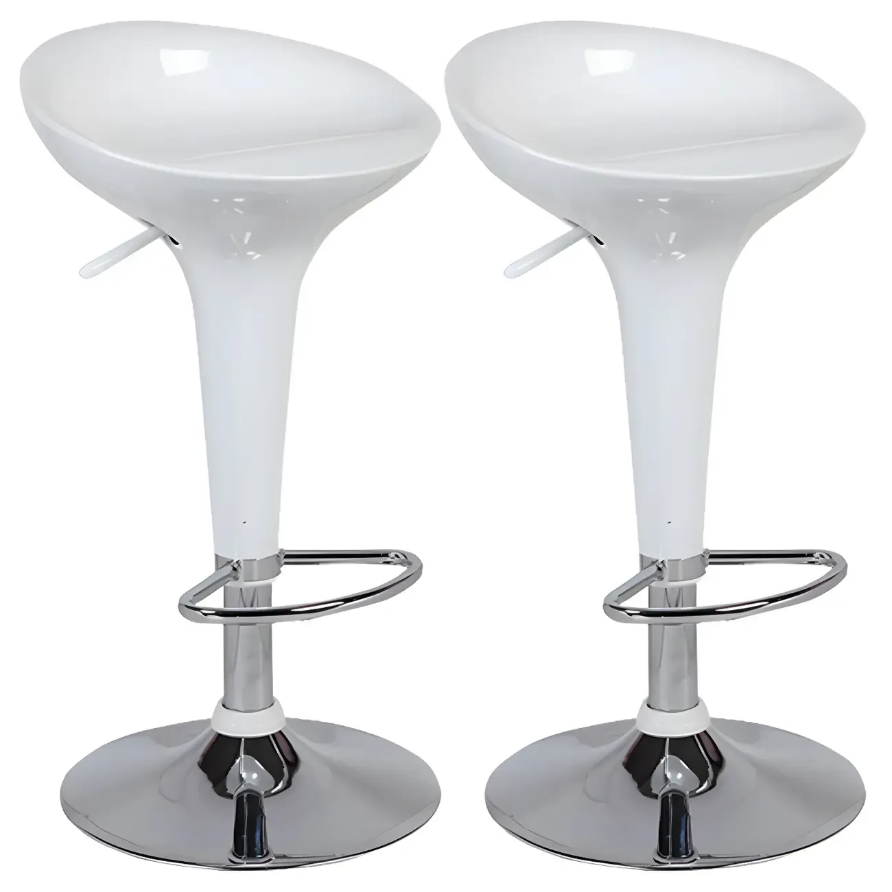 Adjustable Swivel Bar Stools Chrome Kitchen Island Image - 14