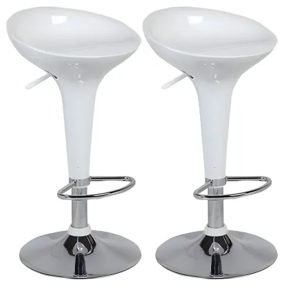Adjustable Swivel Bar Stools Chrome Kitchen Island Image - 14