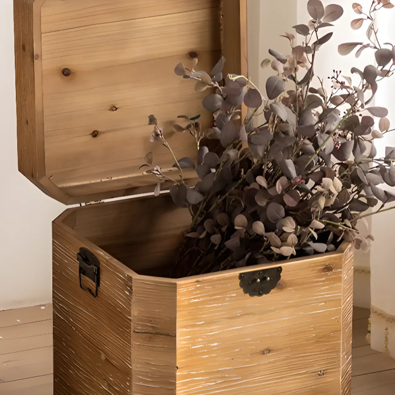 Natural Finish Square Rustic Wood End Table for Decor Image - 13