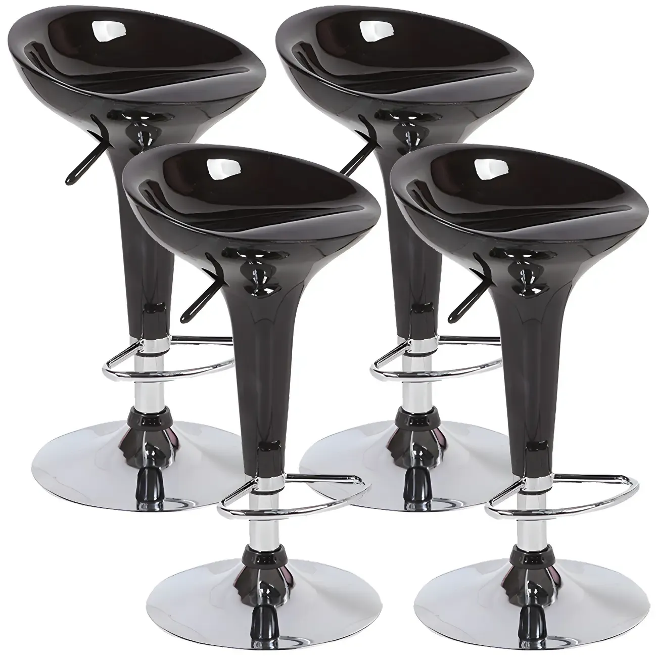 Adjustable Swivel Bar Stools Chrome Kitchen Island Image - 11