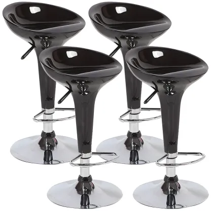 Adjustable Swivel Bar Stools Chrome Kitchen Island Image - 11