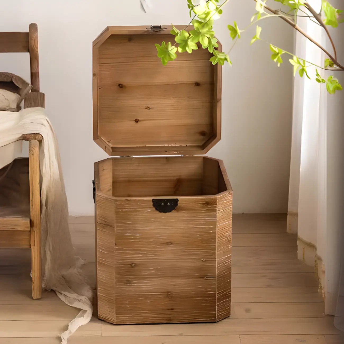 Natural Finish Square Rustic Wood End Table for Decor Image - 14 | homeyfad