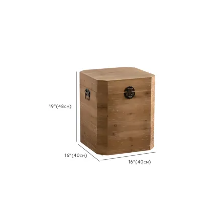 Natural Finish Square Rustic Wood End Table for Decor #size