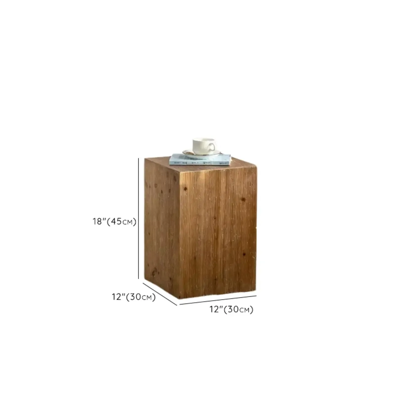 Natural Finish Square Rustic Wood End Table for Decor Image - 17