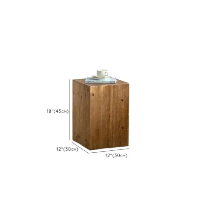 Natural Finish Square Rustic Wood End Table for Decor Image - 17