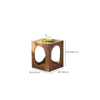 Natural Finish Square Rustic Wood End Table for Decor Image - 18