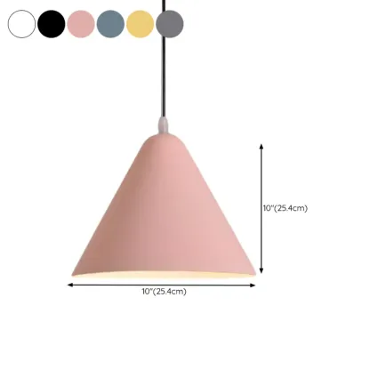 Minimalist Aluminum Colorful Cone Pendant Lamp #size