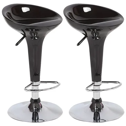 Adjustable Swivel Bar Stools Chrome Kitchen Island Image - 10