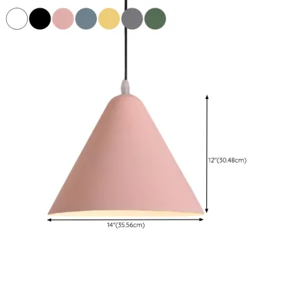 Minimalist Aluminum Colorful Cone Pendant Lamp Image - 23