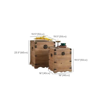 Natural Finish Square Rustic Wood End Table for Decor Image - 20