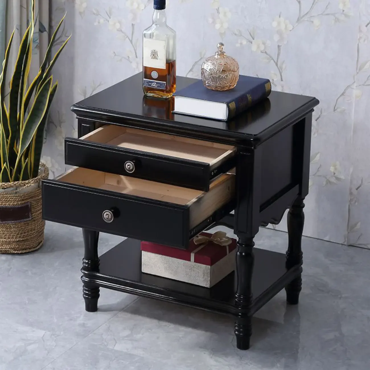 2-Drawer Wood End Table with Storage for Living Room Image - 6