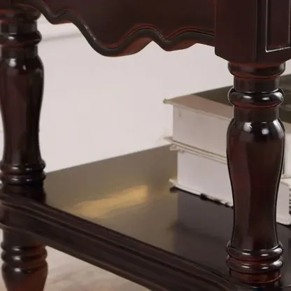 2-Drawer Wood End Table with Storage for Living Room Image - 12