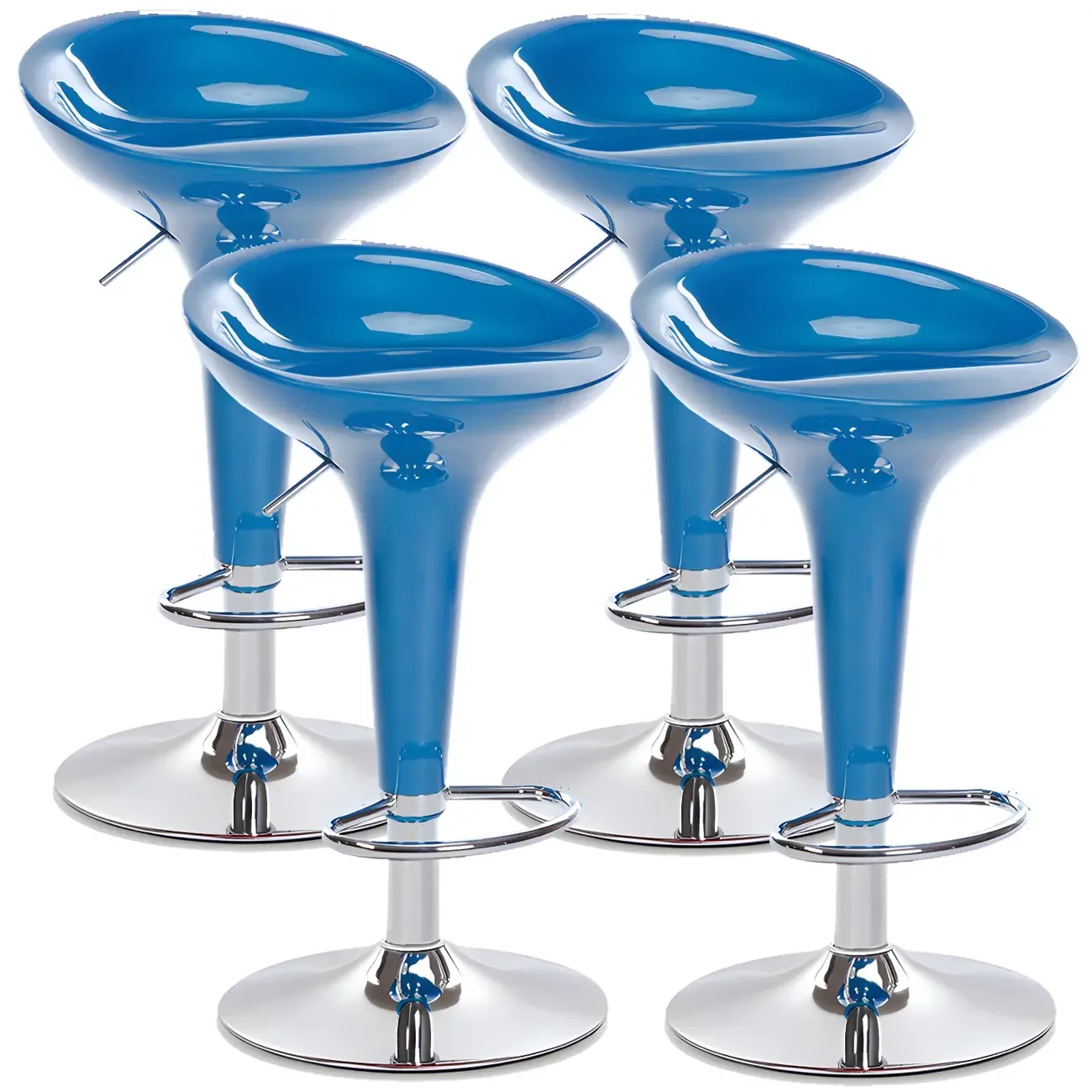 Adjustable Swivel Bar Stools Chrome Kitchen Island Image - 38