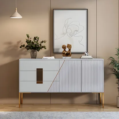 Glam Sleek Wooden Sideboard with Drawers  Image - 1