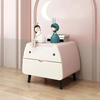Cute Cat Shape Scandinavian Nightstand in Pink with 2 Drawers Image - 9