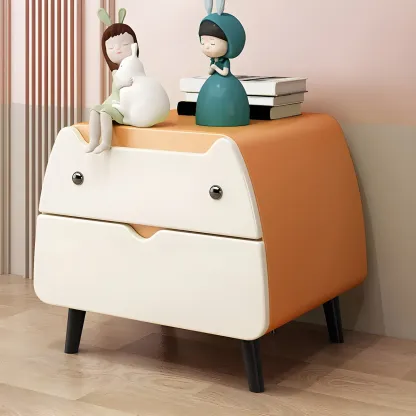 Cute Cat Shape Scandinavian Nightstand in Pink with 2 Drawers Image - 11
