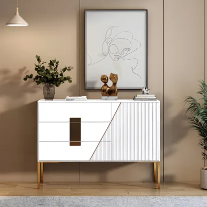 Glam Sleek Wooden Sideboard with Drawers  Image - 7