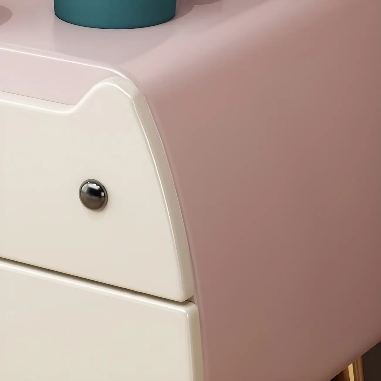 Cute Cat Shape Scandinavian Nightstand in Pink with 2 Drawers Image - 12 | homeyfad