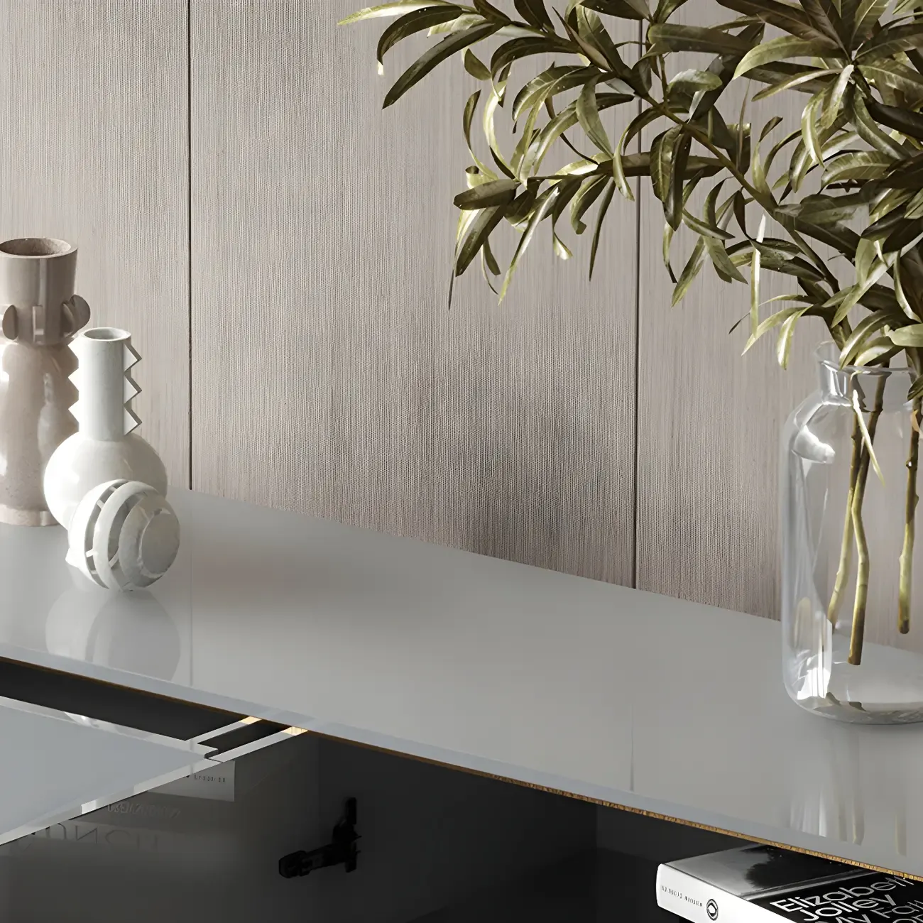 Glam Sleek Wooden Sideboard with Drawers  Image - 10