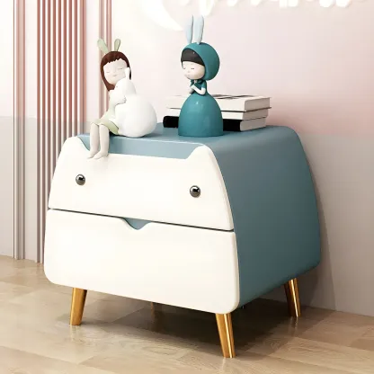 Cute Cat Shape Scandinavian Nightstand in Pink with 2 Drawers Image - 17