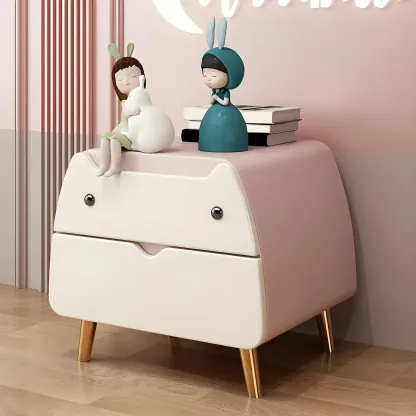 Cute Cat Shape Scandinavian Nightstand in Pink with 2 Drawers Image - 21