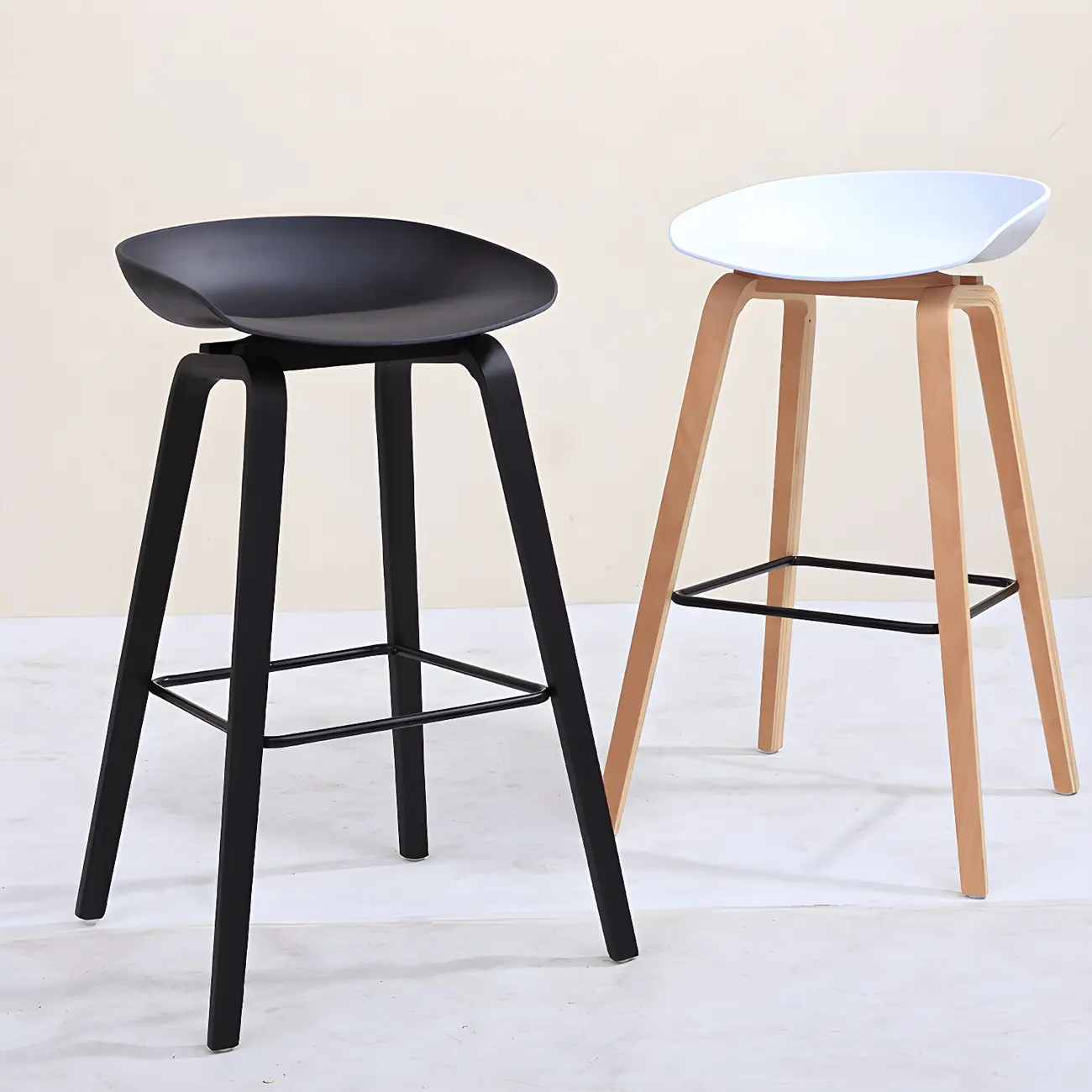 Modern Plastic Low Back Bar Stools for Dining Room Image - 1 | homeyfad