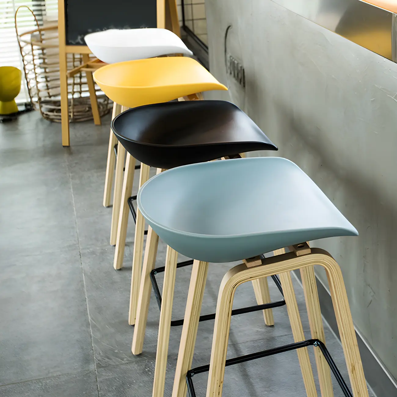 Modern Plastic Low Back Bar Stools for Dining Room Image - 2 | homeyfad