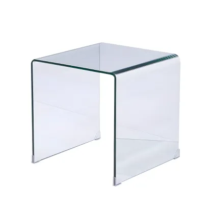 Stylish Clear Glass Nightstand with Open Shelf  Image - 19