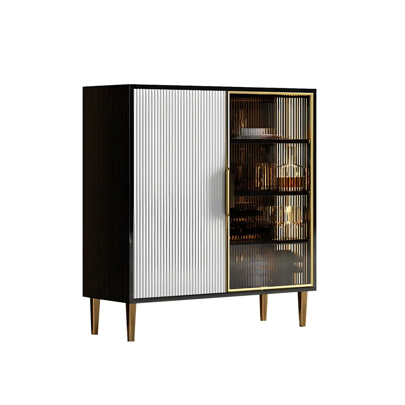Contemporary Wooden Sideboard Cabinet with Glass Door | HomeyFad