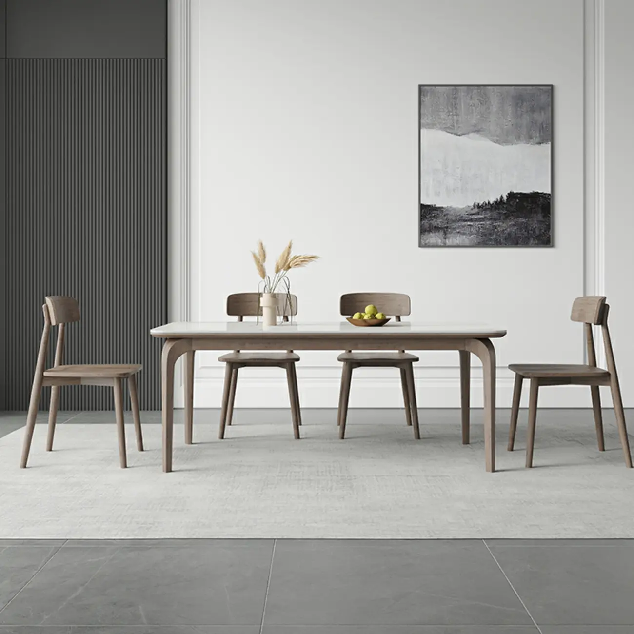 Modern Wood Dining Room Set with White Slate Top Image - 1 | homeyfad