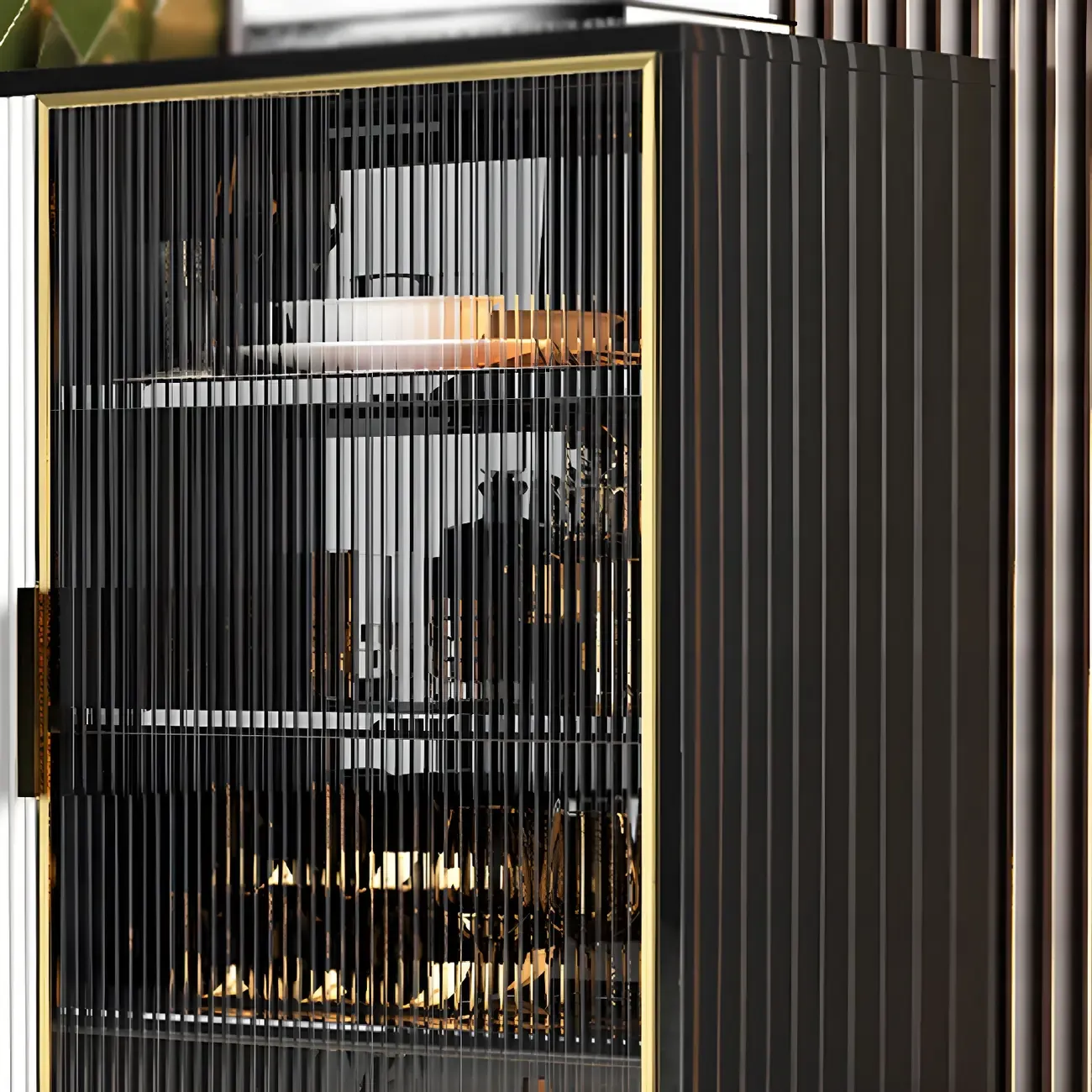 Glam High Gloss Wooden Buffet Sideboard with Cabinets Image - 7