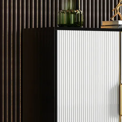 Glam High Gloss Wooden Buffet Sideboard with Cabinets Image - 8