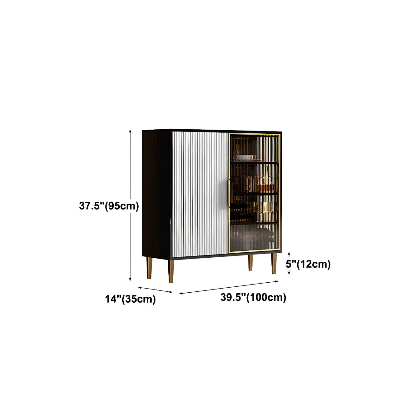 Glam High Gloss Wooden Buffet Sideboard with Cabinets #size