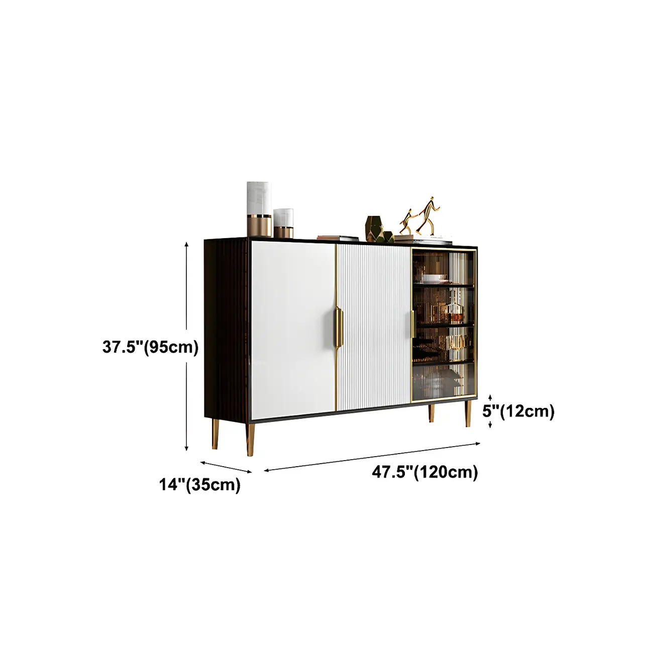 Glam High Gloss Wooden Buffet Sideboard with Cabinets Image - 15 | homeyfad