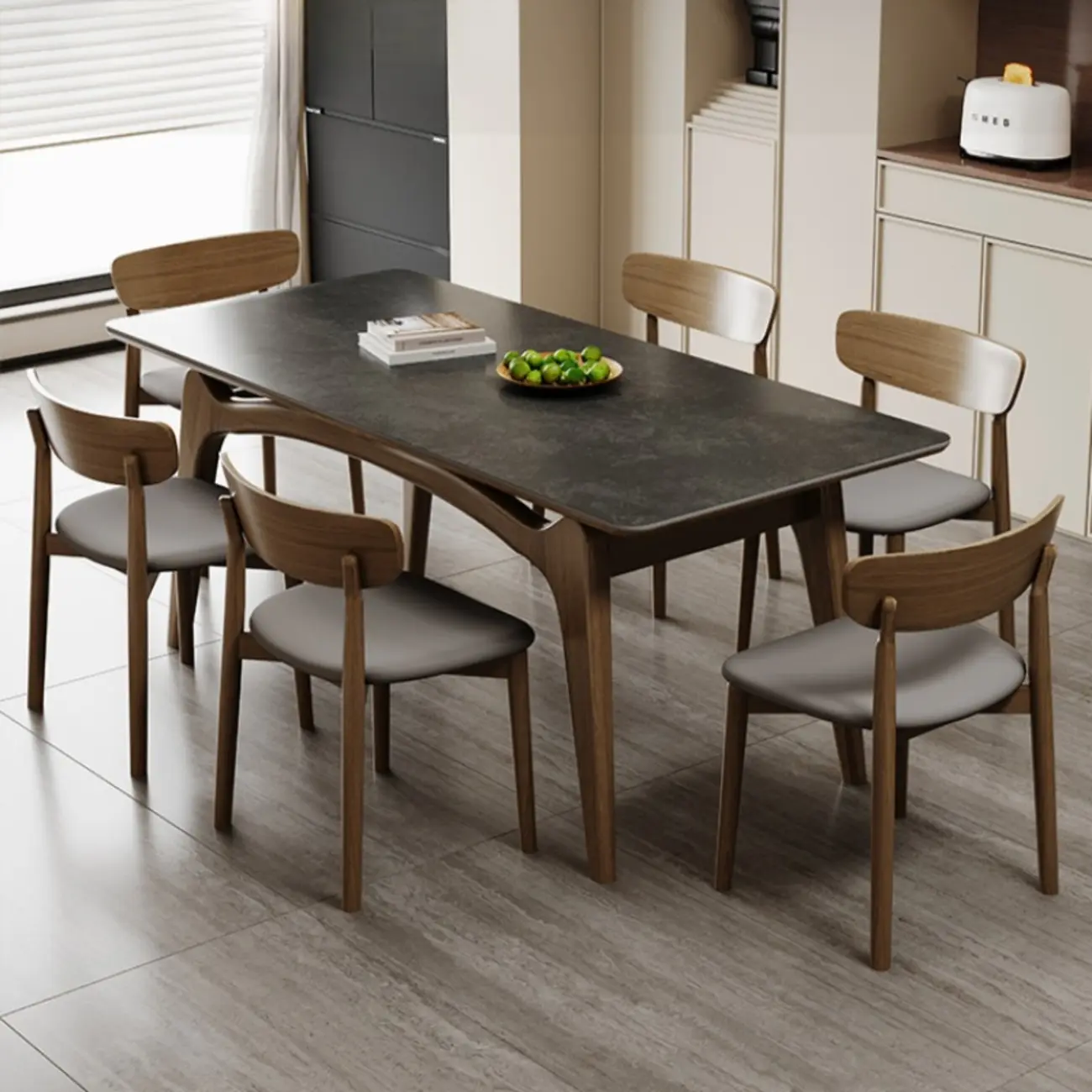 Modern Wood Dining Room Set with Slate Top Image - 1 | homeyfad
