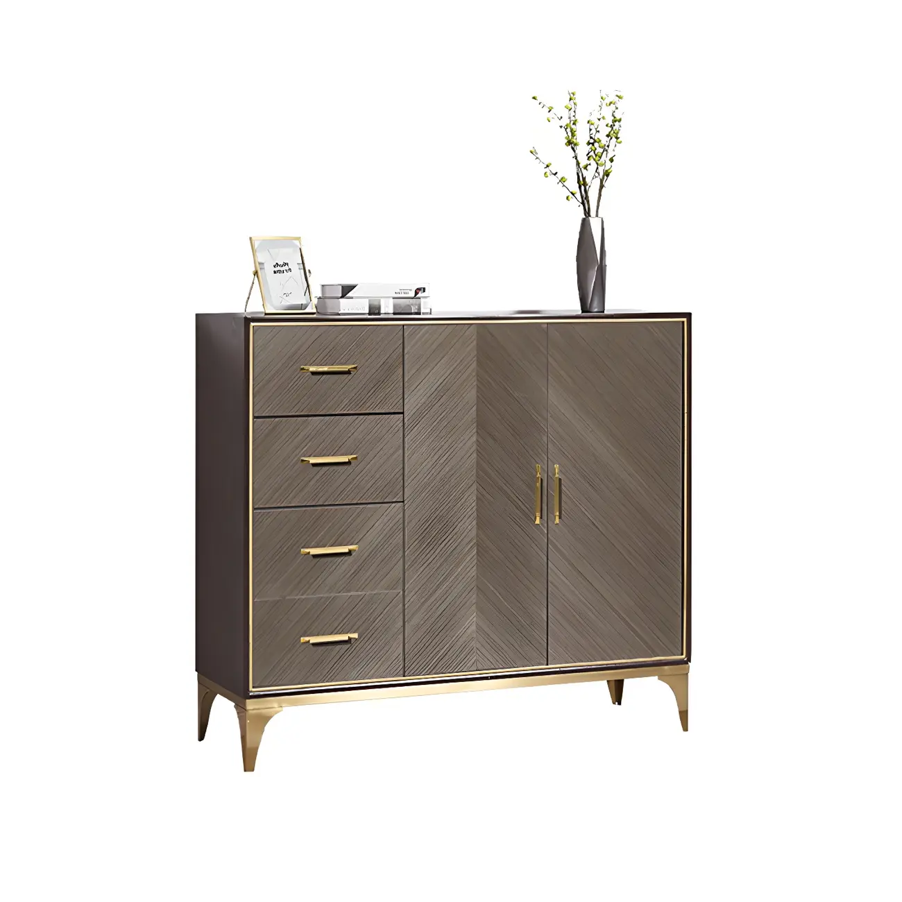 Glam Wooden Sideboard with Drawers & Adjustable Shelves Image - 5 | homeyfad
