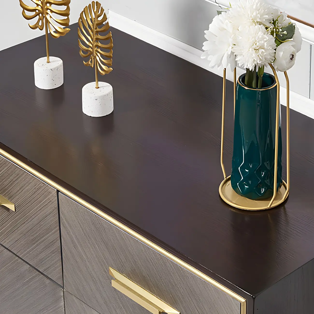 Glam Wooden Sideboard with Drawers & Adjustable Shelves Image - 6 | homeyfad