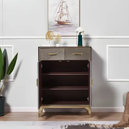 Glam Wooden Sideboard with Drawers & Adjustable Shelves Image - 13