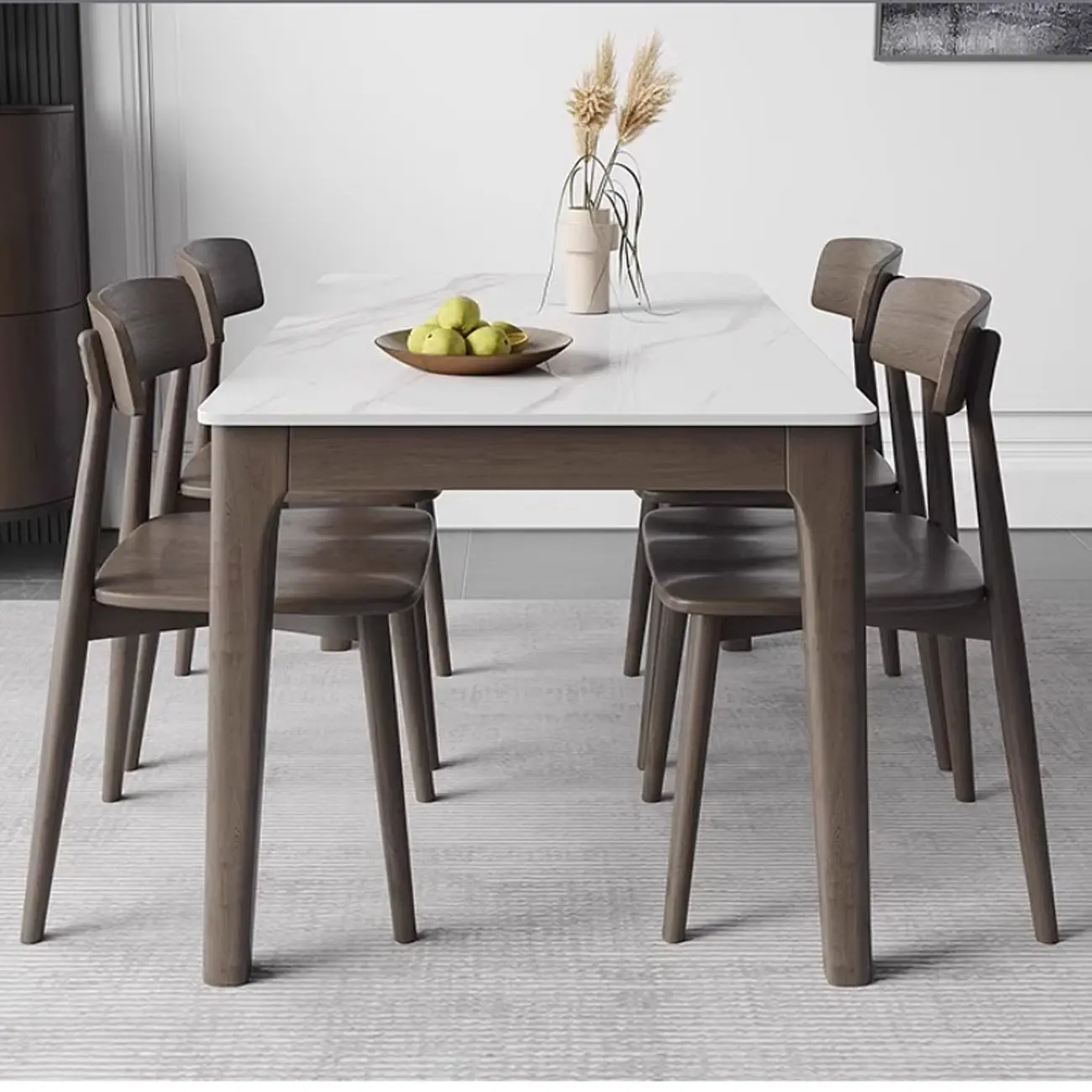 Modern Light Wood Dining Room Set with Slate Table Image - 2 | homeyfad