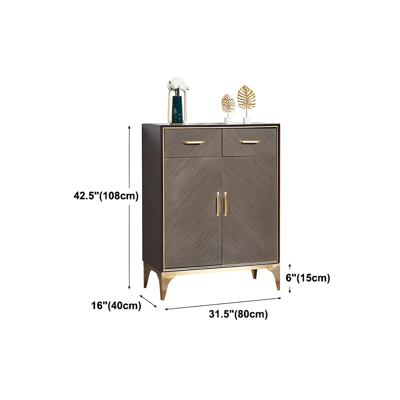 Glam Wooden Sideboard with Drawers & Adjustable Shelves #size | homeyfad