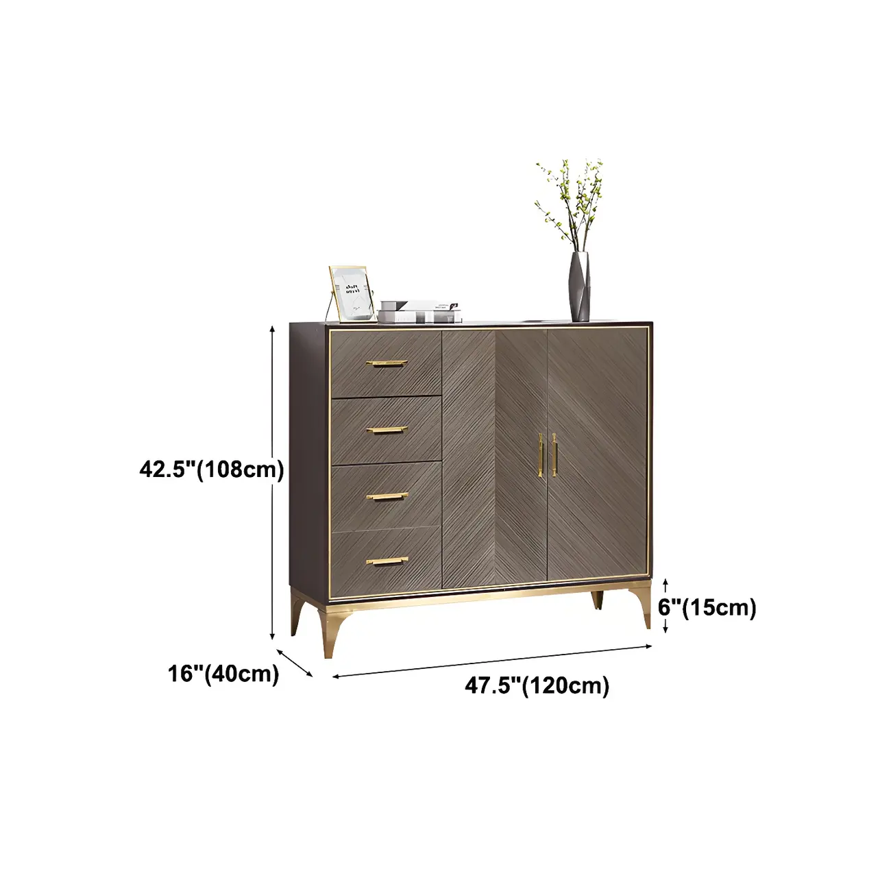 Glam Wooden Sideboard with Drawers & Adjustable Shelves Image - 17 | homeyfad