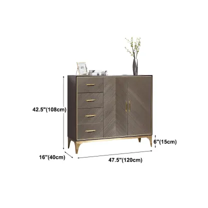 Glam Wooden Sideboard with Drawers & Adjustable Shelves Image - 17