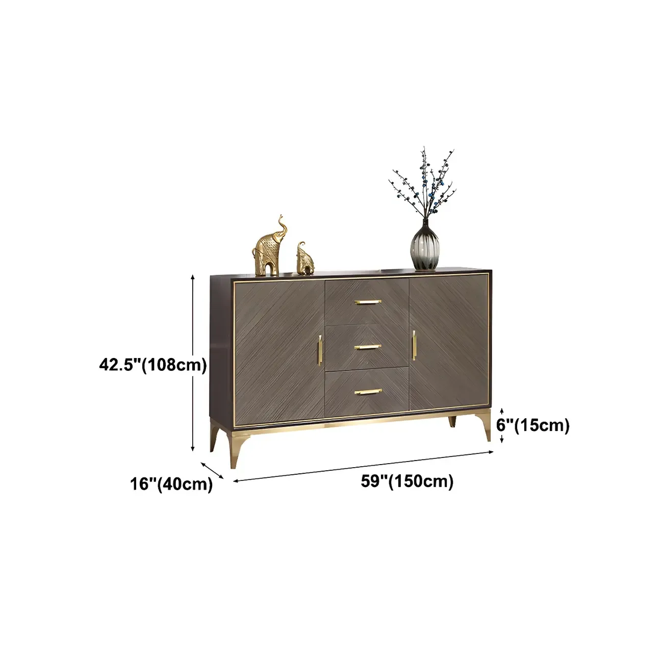 Glam Wooden Sideboard with Drawers & Adjustable Shelves Image - 18