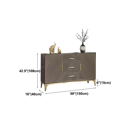 Glam Wooden Sideboard with Drawers & Adjustable Shelves Image - 18