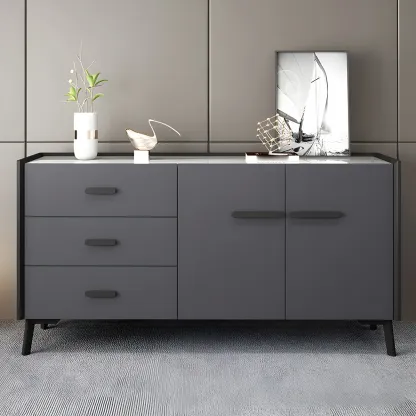 Modern Pine Sideboard with Drawers and Cabinets in Grey/Orange Image - 1