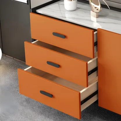 Modern Pine Sideboard with Drawers and Cabinets in Grey/Orange Image - 8